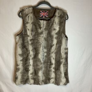 Miss London Vintage Faux Fur Vest Size Large